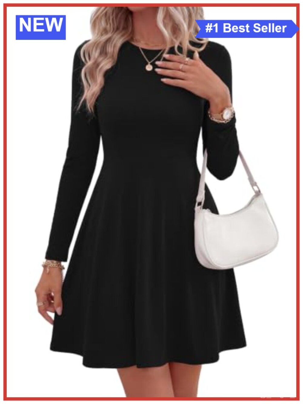 Ribbed Knit Long Sleeve Mini Dress Tie Back Waist A-Line Flowy